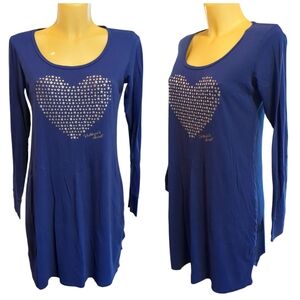 🌹3/15🌹VICTORIA'S SECRET Blue With Silver Stars Long Sleeve Nightgown